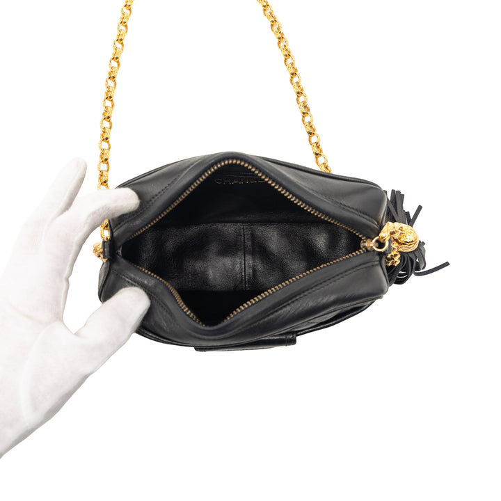 Chanel CC Matelassé Cuir d’agneau Pompon Sac caméra