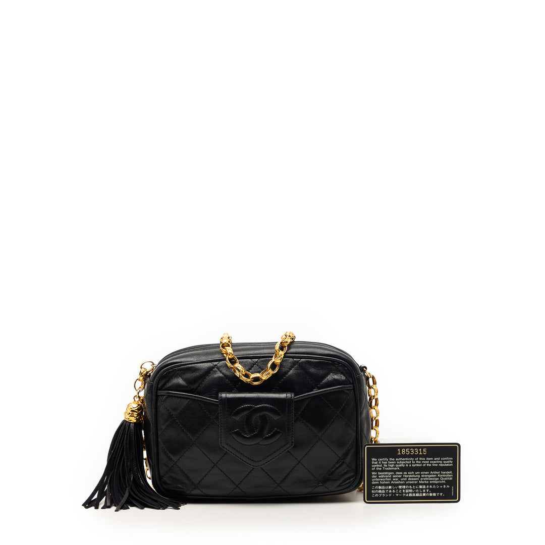 Chanel CC Matelassé Cuir d’agneau Pompon Sac caméra