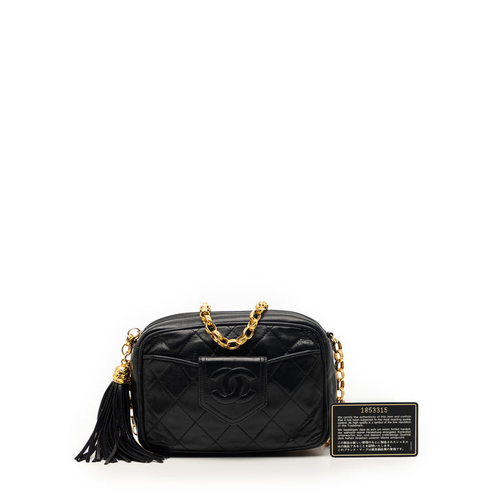 Chanel CC Matelassé Cuir d’agneau Pompon Sac caméra