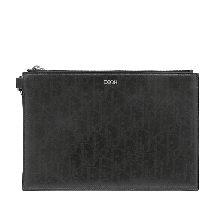 Dior Oblique perforé Cuir de veau Galaxy Wristlet Pochette