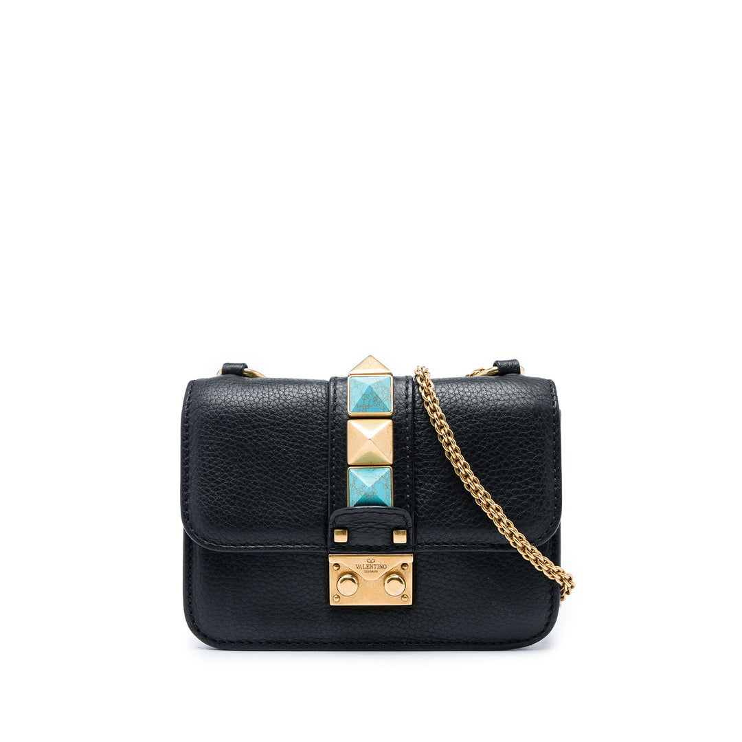 Valentino Sac bandoulière Rockstud Rolling Glam Lock Mini Noir – vue principale – GABY PARIS