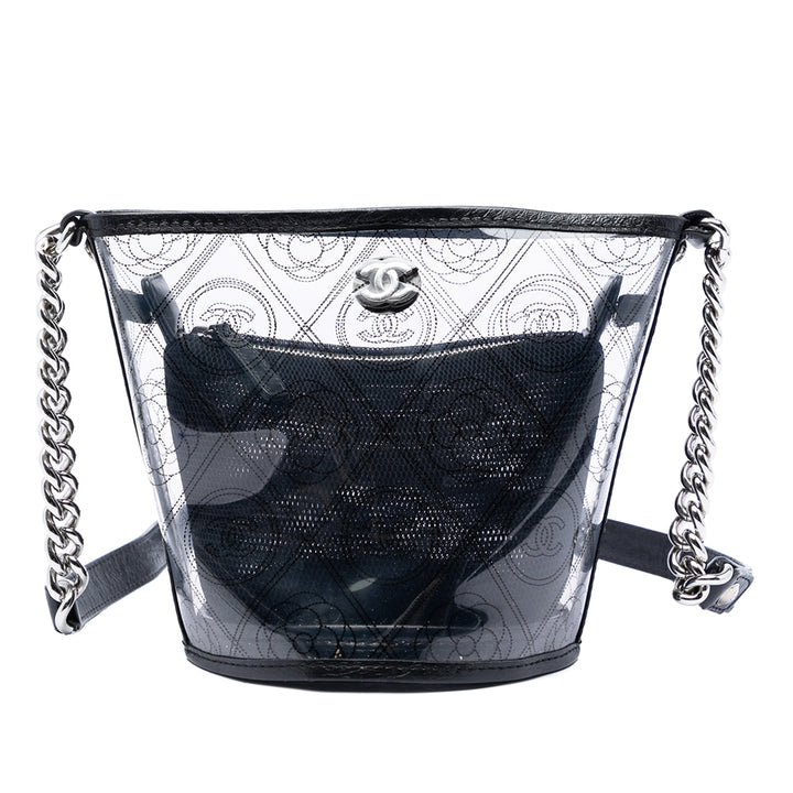 Chanel Small PVC et Crumpled Cuir de veau Camellia Coco Bucket Sac