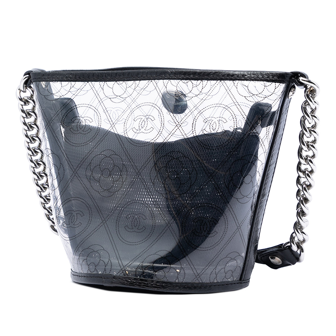 Chanel Small PVC et Crumpled Cuir de veau Camellia Coco Bucket Sac