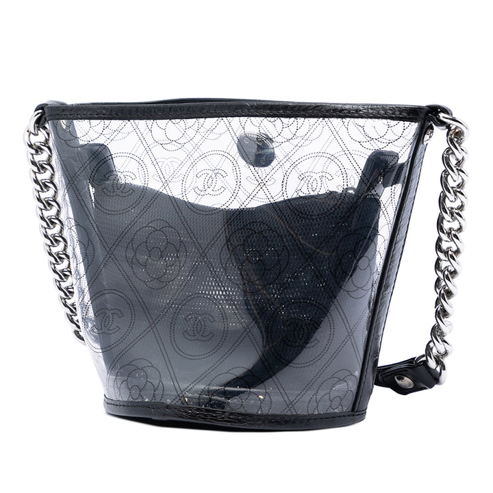 Chanel Small PVC et Crumpled Cuir de veau Camellia Coco Bucket Sac