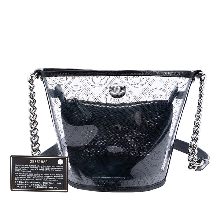Chanel Small PVC et Crumpled Cuir de veau Camellia Coco Bucket Sac