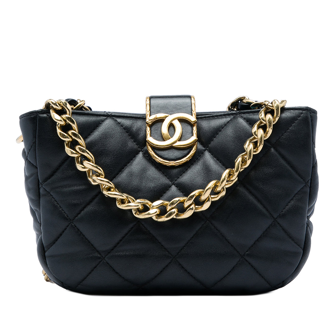 Chanel CC Matelassé Chaîne Hobo Sac Cuir d'agneau
