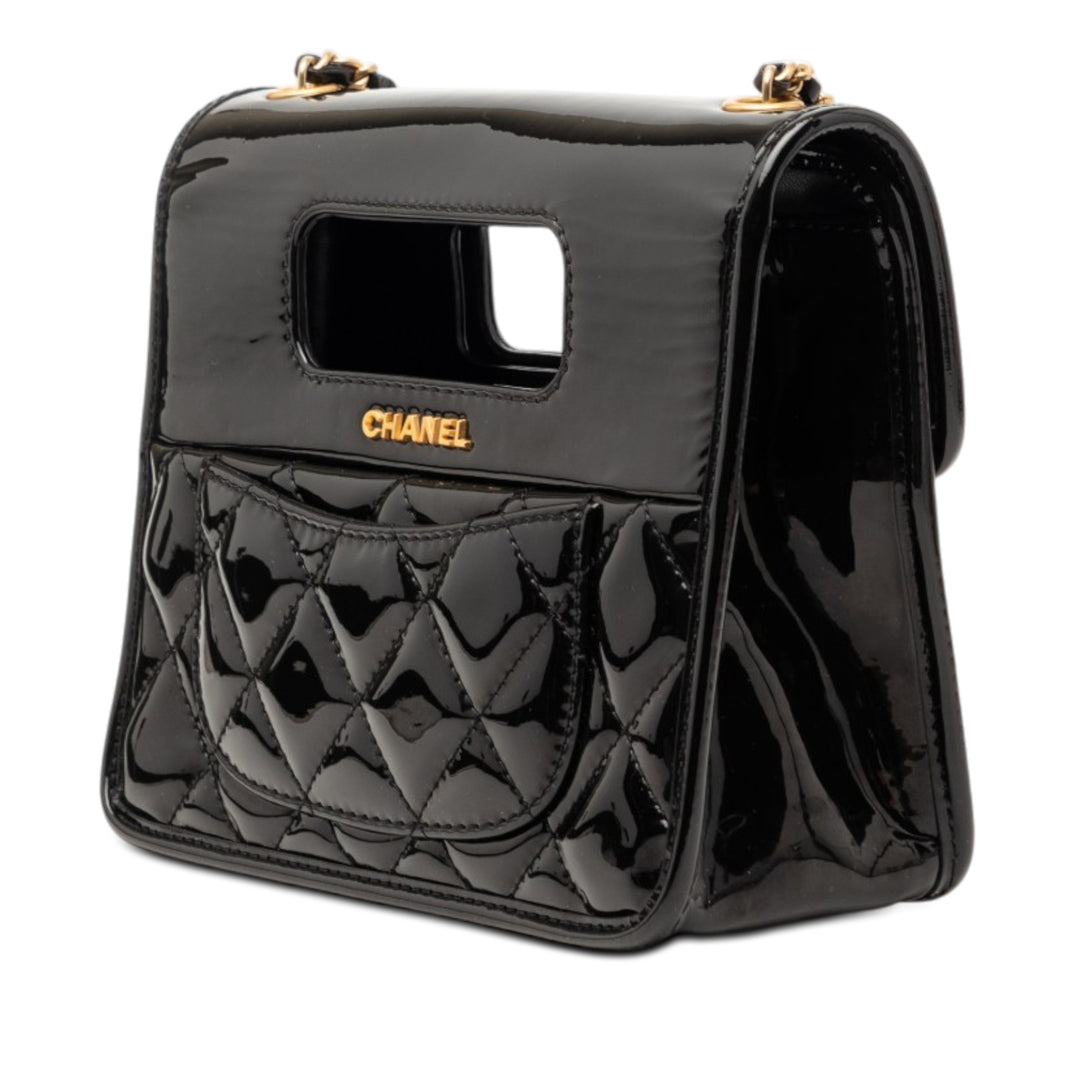 Chanel Mini Matelassé Cuir verni Graphic Catch à rabat