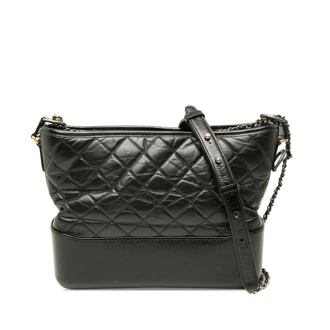 Chanel Sac bandoulière vieilli Gabrielle Moyen Cuir de veau Noir – vue principale – GABY PARIS