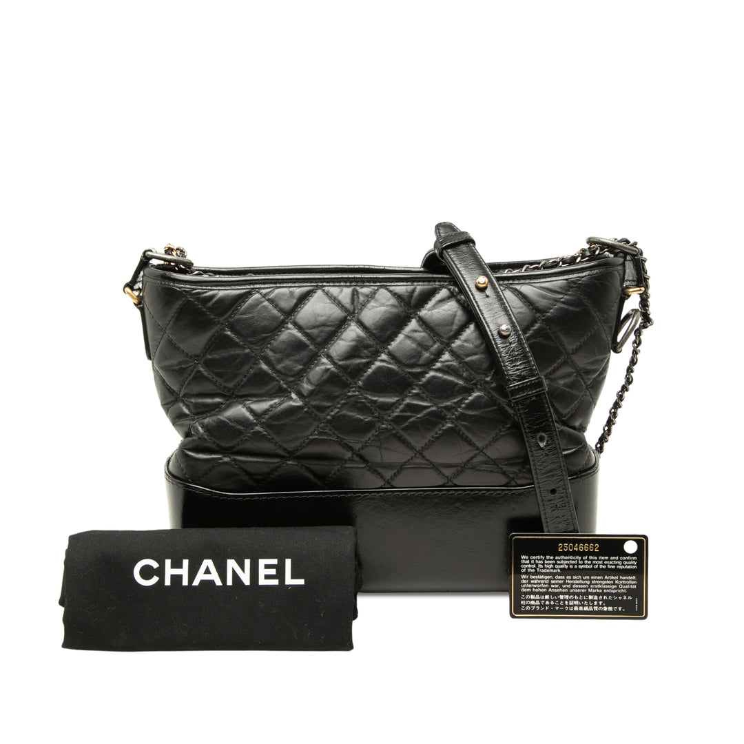 Chanel Sac bandoulière vieilli Gabrielle Moyen Cuir de veau Noir – vue 7 – GABY PARIS