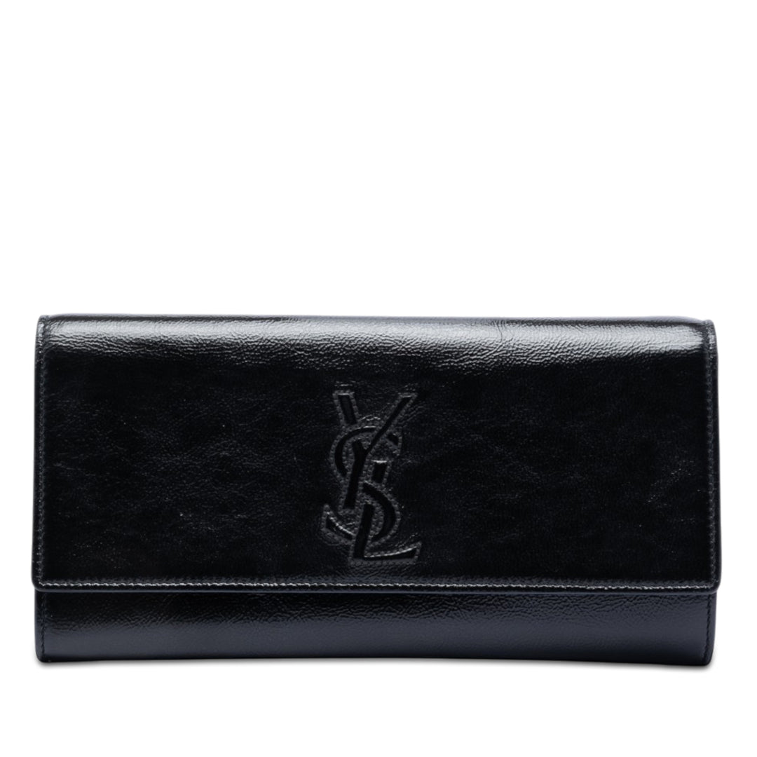 Saint Laurent Small Textured Cuir verni Monogram Belle De Jour Pochette