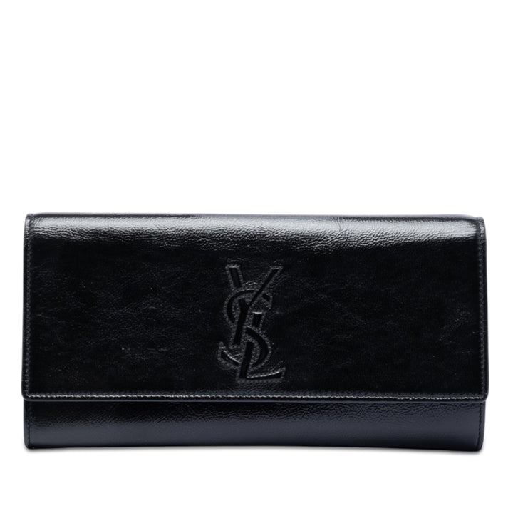 Saint Laurent Small Textured Cuir verni Monogram Belle De Jour Pochette
