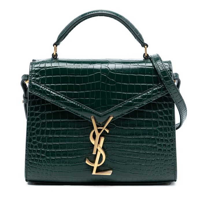 Saint Laurent Mini Croc embossé Cuir de veau Monogram Cassandra sac à anse supérieure