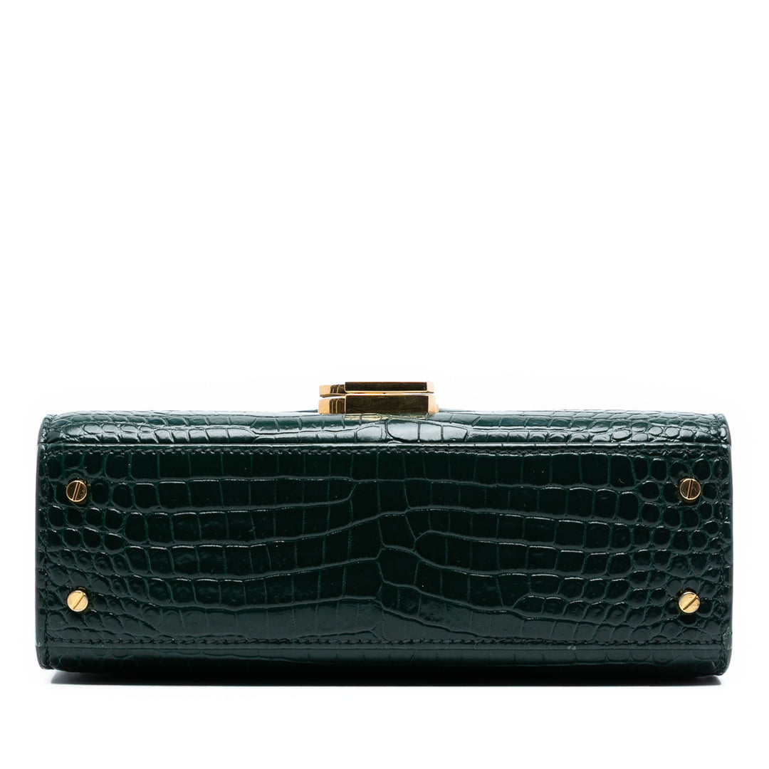 Saint Laurent Mini Croc embossé Cuir de veau Monogram Cassandra sac à anse supérieure