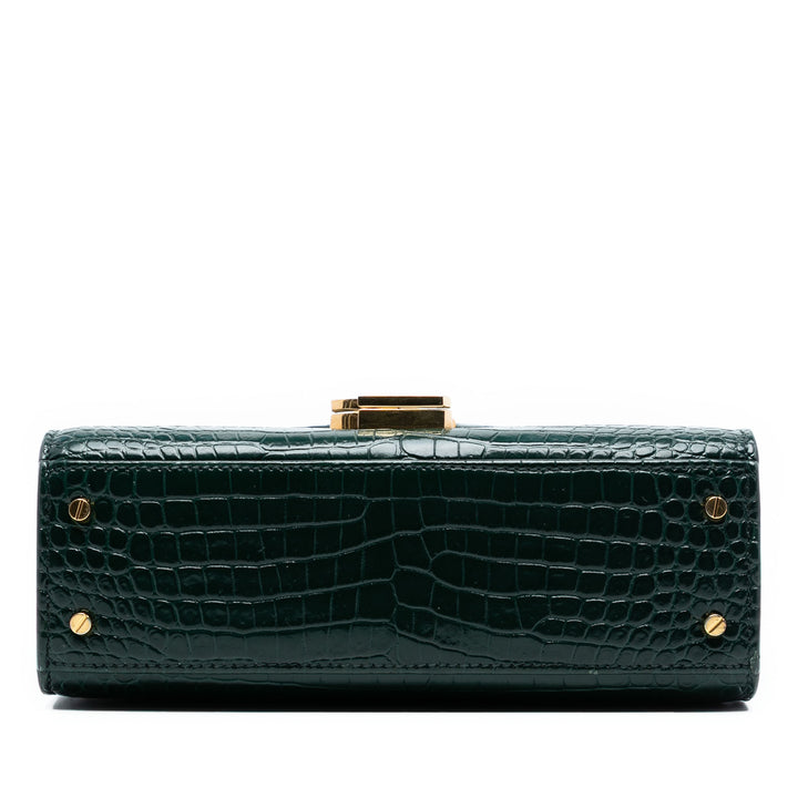 Saint Laurent Mini Croc embossé Cuir de veau Monogram Cassandra sac à anse supérieure