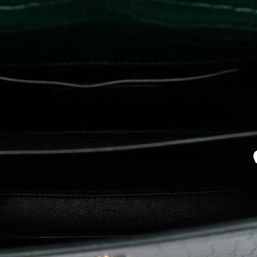 Saint Laurent Mini Croc embossé Cuir de veau Monogram Cassandra sac à anse supérieure