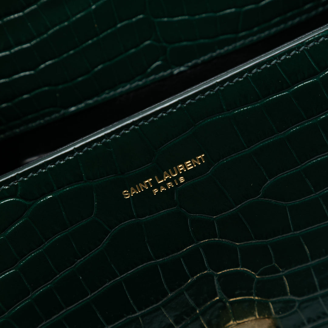 Saint Laurent Mini Croc embossé Cuir de veau Monogram Cassandra sac à anse supérieure