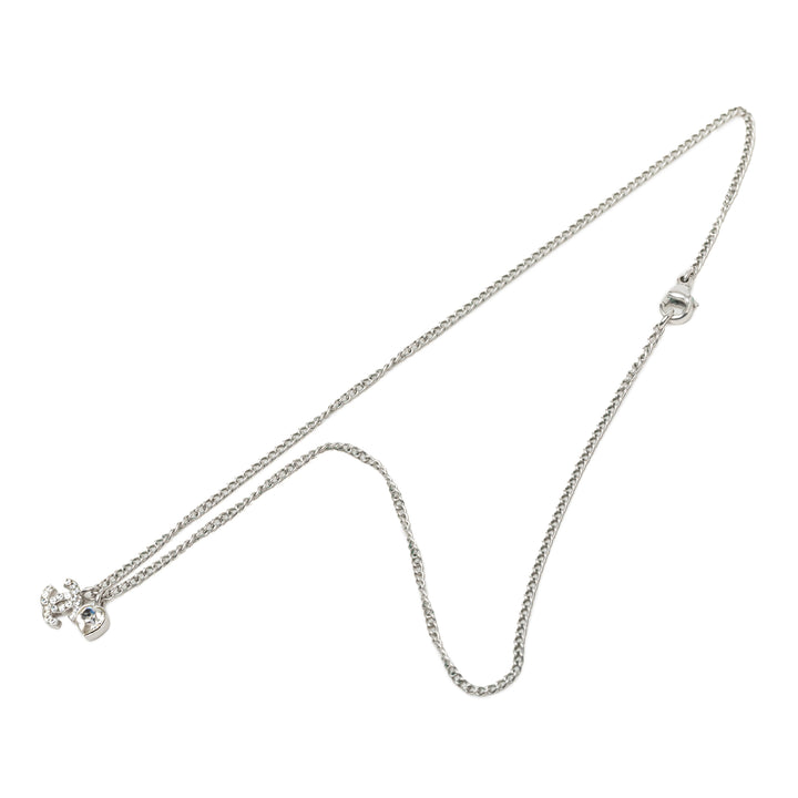 CC Brass Strass Heart Pendant Collier Mini Argenté