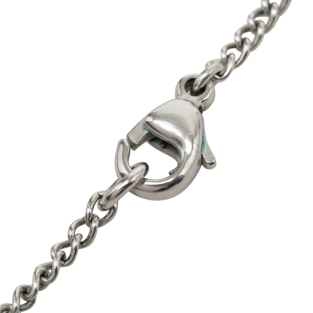 CC Brass Strass Heart Pendant Collier Mini Argenté