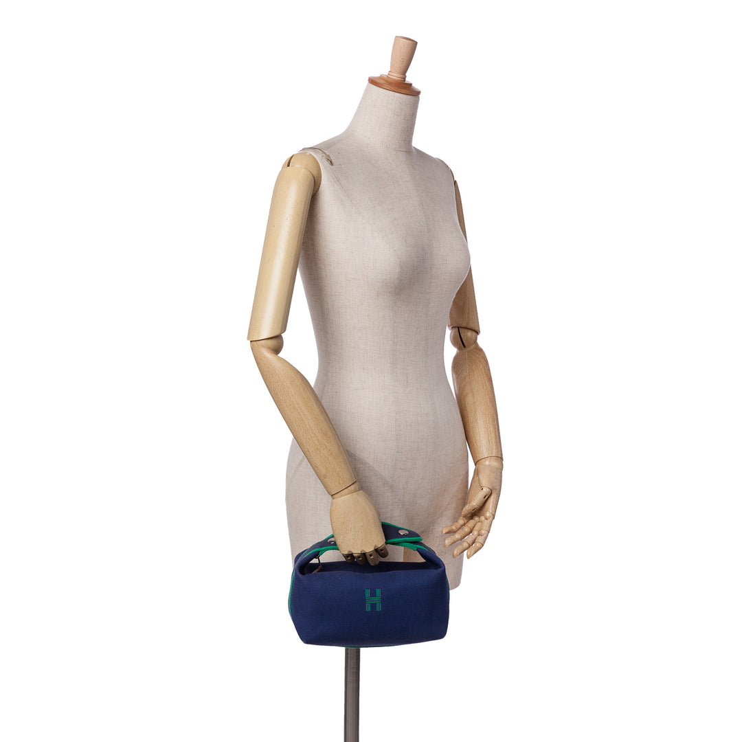 Hermès Small Toile Bride A Brac Étui Bleu – GABY PARIS Authentique