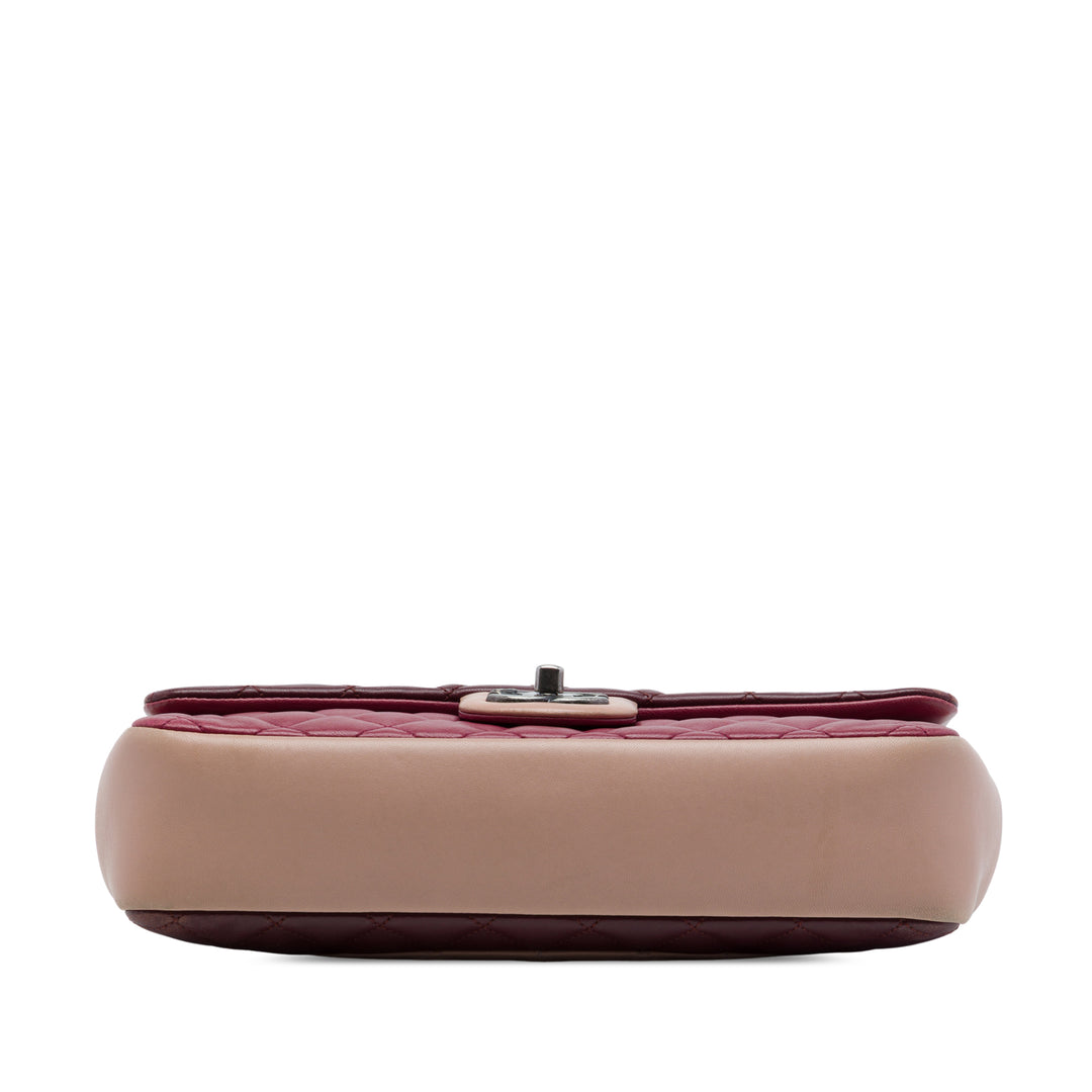 Paris Edinburgh Classic Tricolore Rabat simple Moyen Cuir d'agneau Rouge