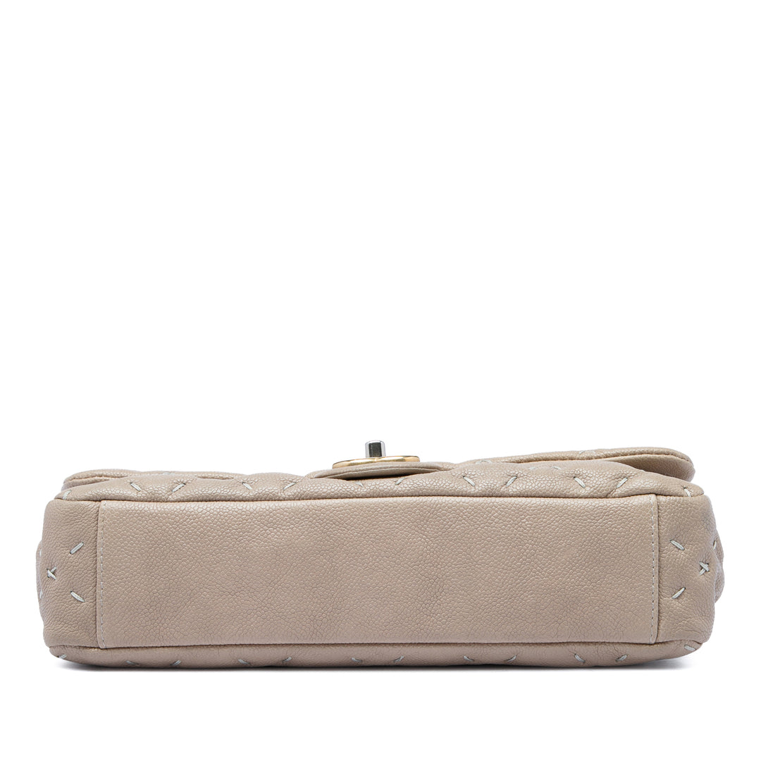 CC Wild Stitch à rabat Cuir caviar Marron