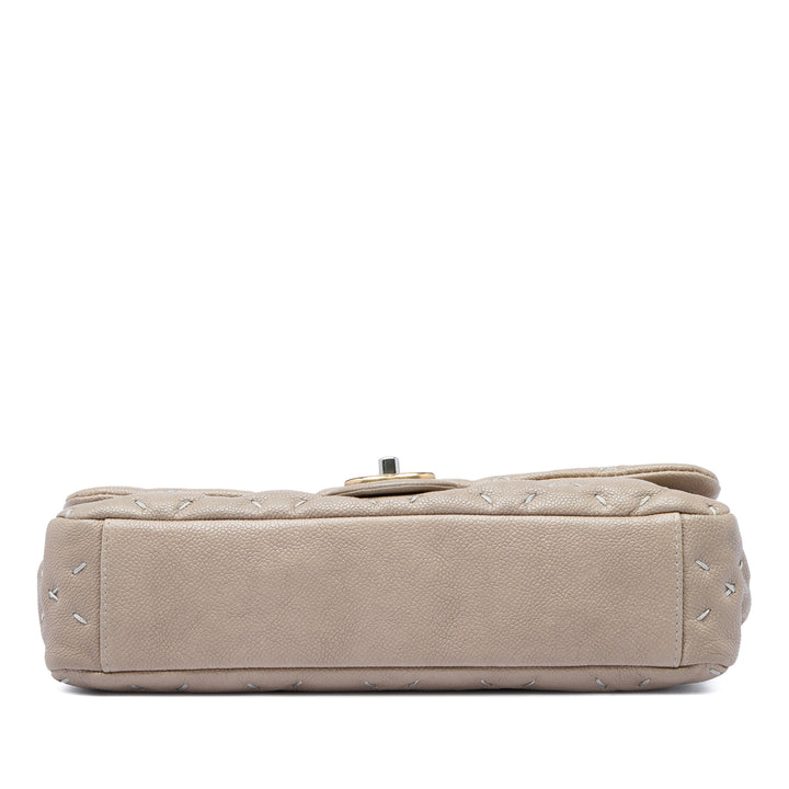 CC Wild Stitch à rabat Cuir caviar Marron