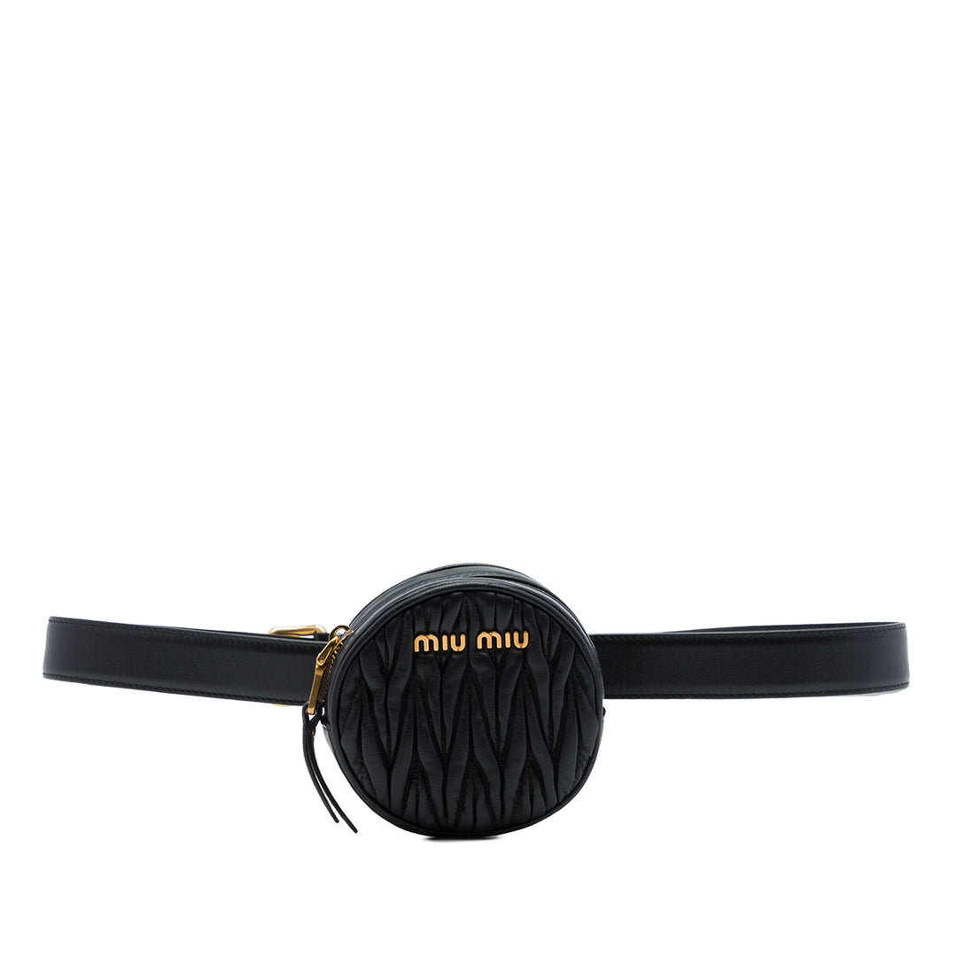 Miu Miu Ceinture Matelasse Rond nappa Noir – vue principale – GABY PARIS