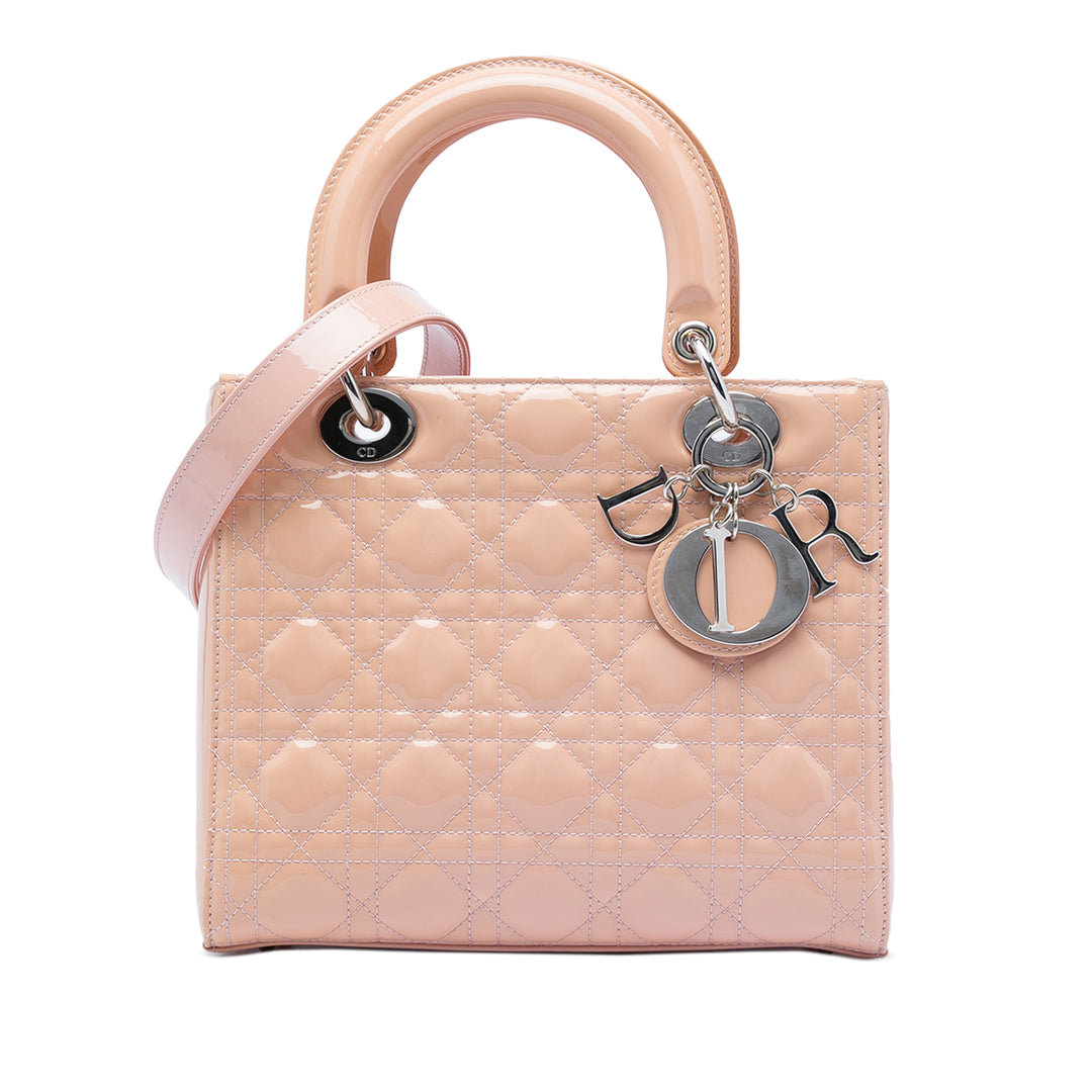 Dior Medium Cuir verni Cannage Lady Dior