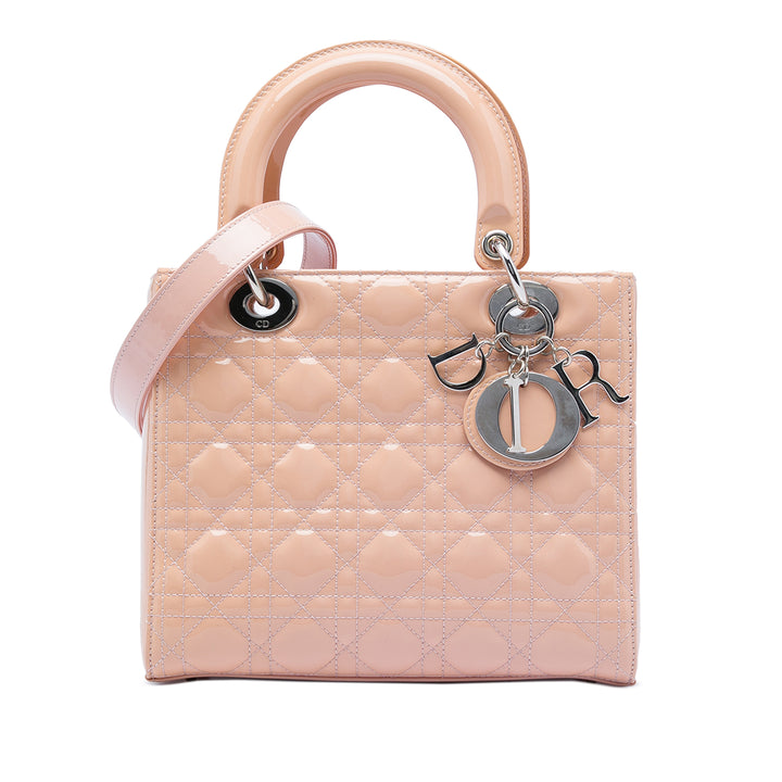 Dior Medium Cuir verni Cannage Lady Dior