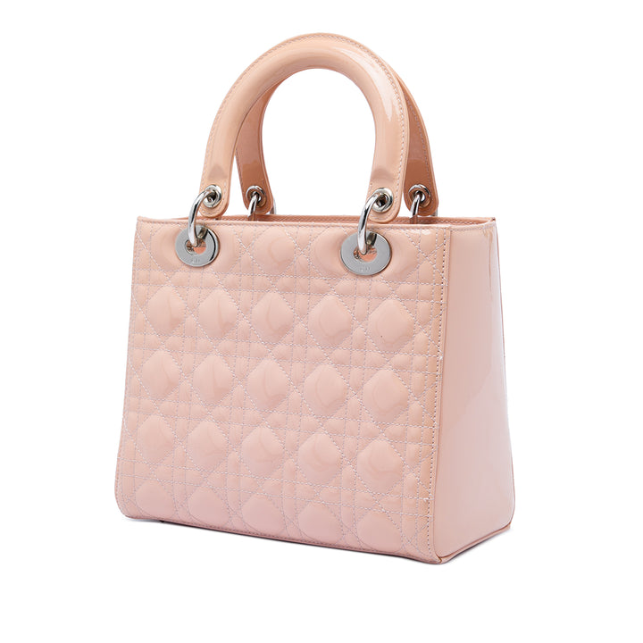 Dior Medium Cuir verni Cannage Lady Dior