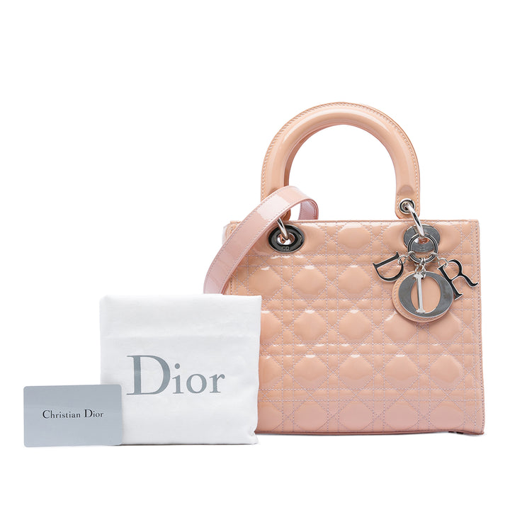 Dior Medium Cuir verni Cannage Lady Dior