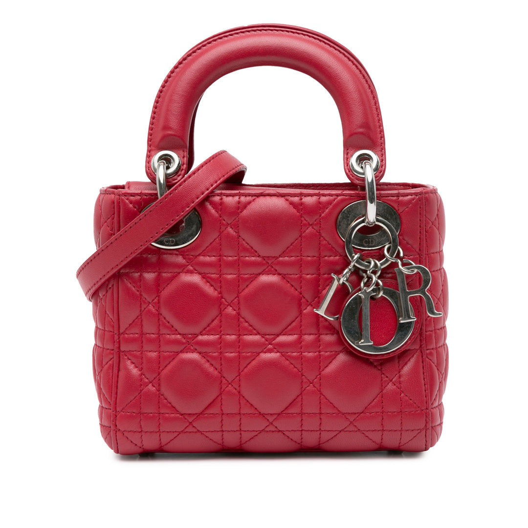 Mini Lambskin Cannage Lady Dior Red - Gaby Paris