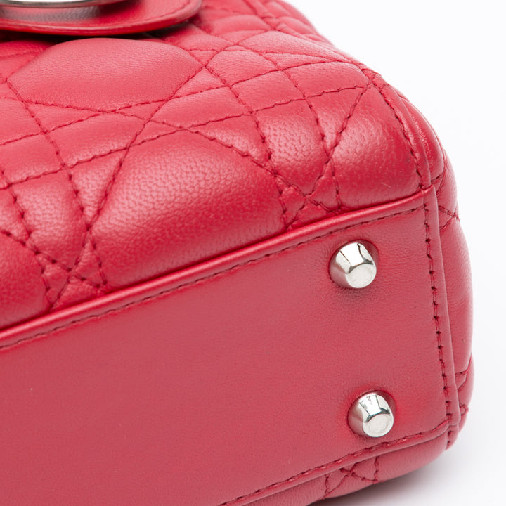 Mini Lambskin Cannage Lady Dior Red - Gaby Paris