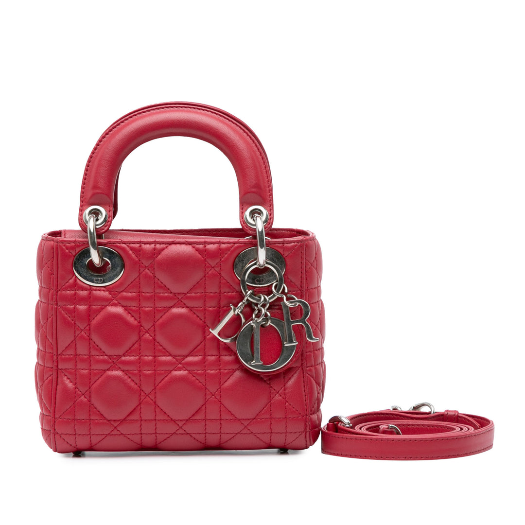 Mini Lambskin Cannage Lady Dior Red - Gaby Paris