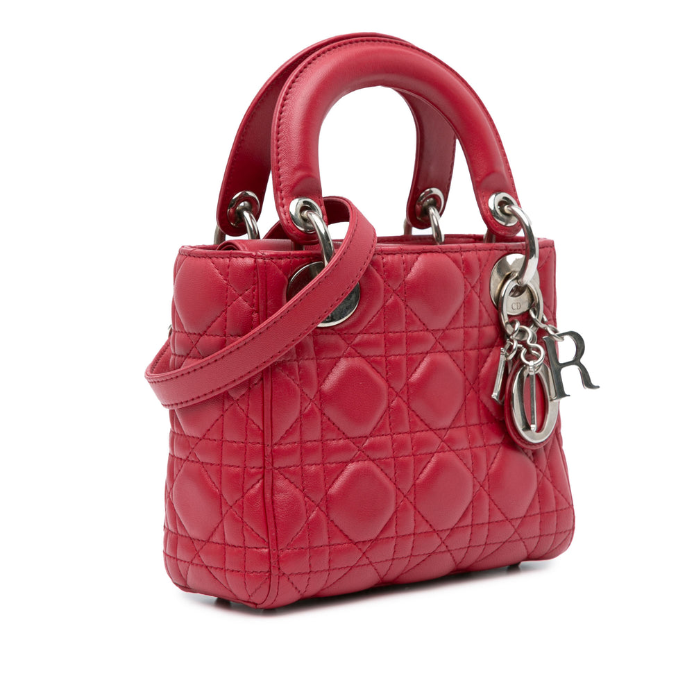 Mini Lambskin Cannage Lady Dior Red - Gaby Paris