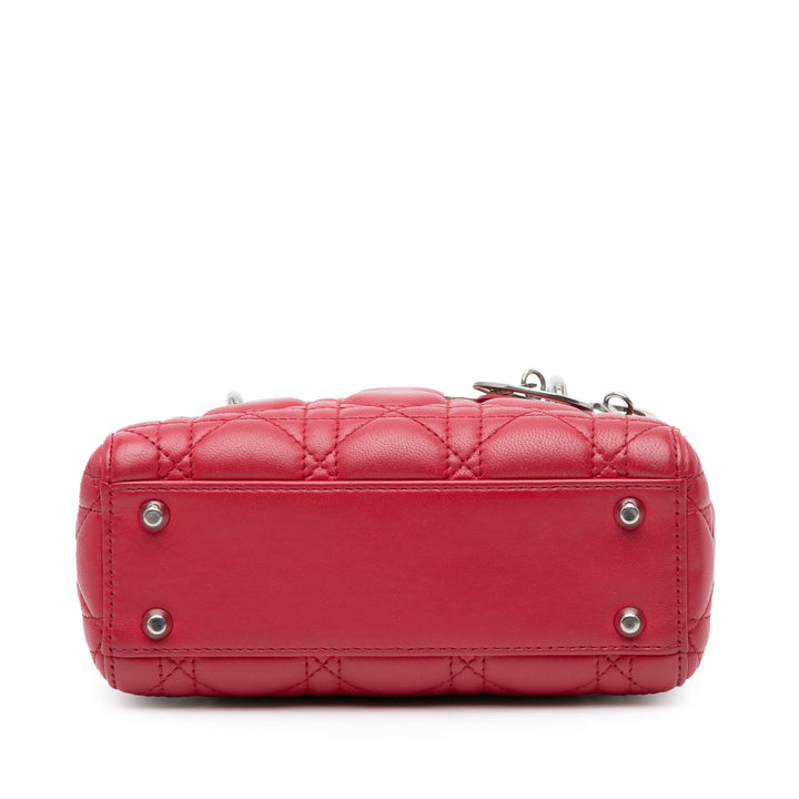 Mini Lambskin Cannage Lady Dior Red - Gaby Paris