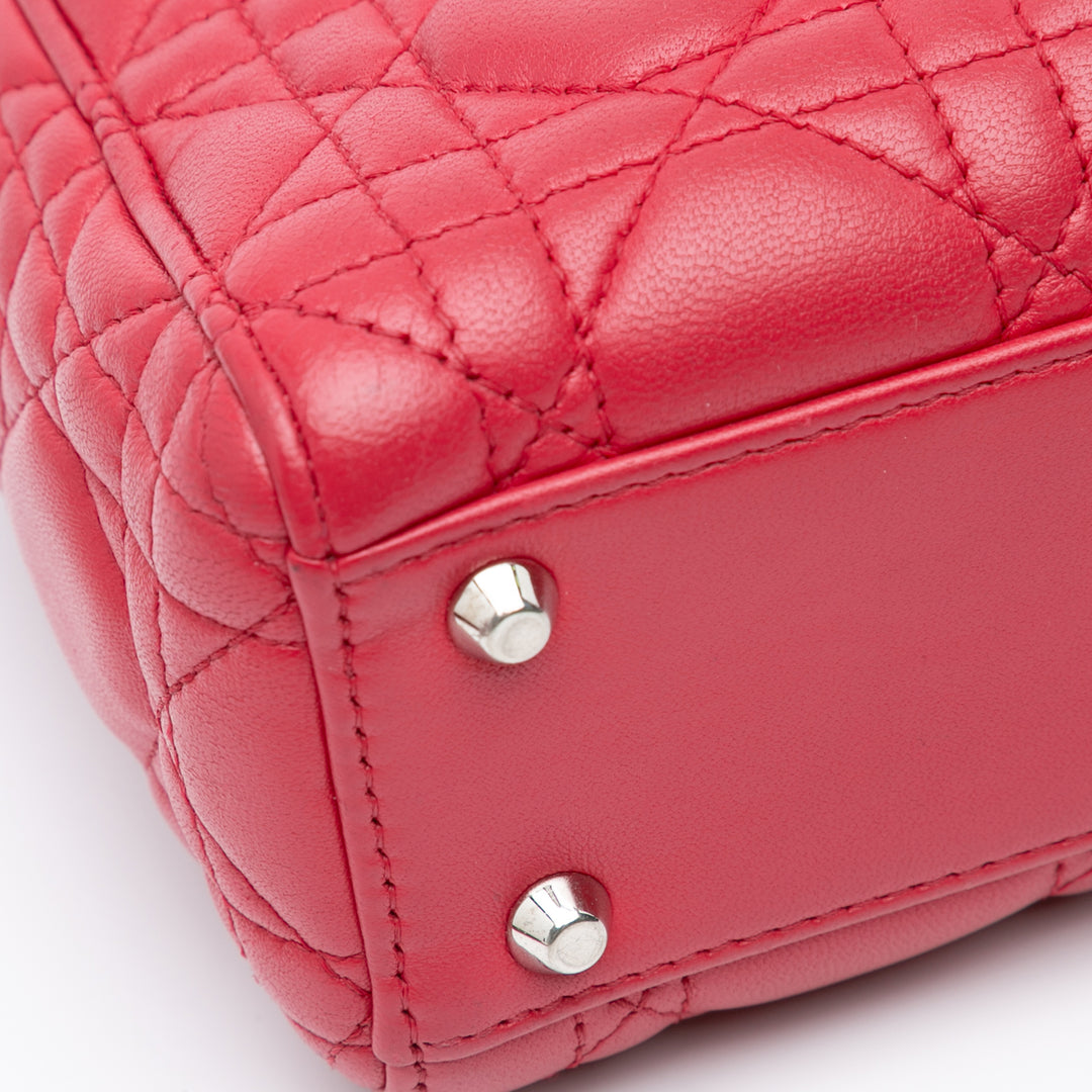 Mini Lambskin Cannage Lady Dior Red - Gaby Paris