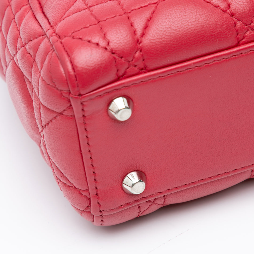 Mini Lambskin Cannage Lady Dior Red - Gaby Paris