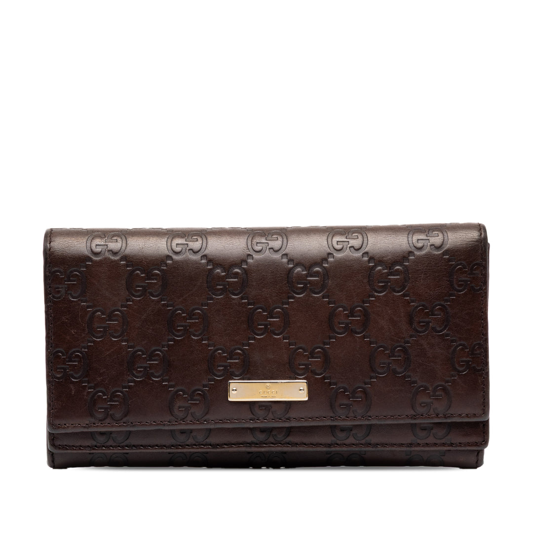 Gucci Guccissima Deux volets Double Portefeuille long Marron – vue principale – GABY PARIS