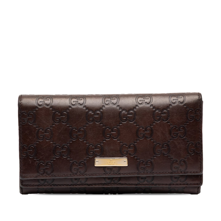 Gucci Guccissima Deux volets Double Portefeuille long Marron – vue principale – GABY PARIS