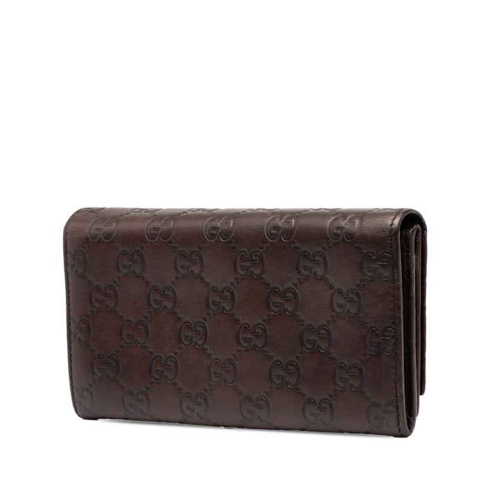 Gucci Guccissima Deux volets Double Portefeuille long Marron – vue 2 – GABY PARIS