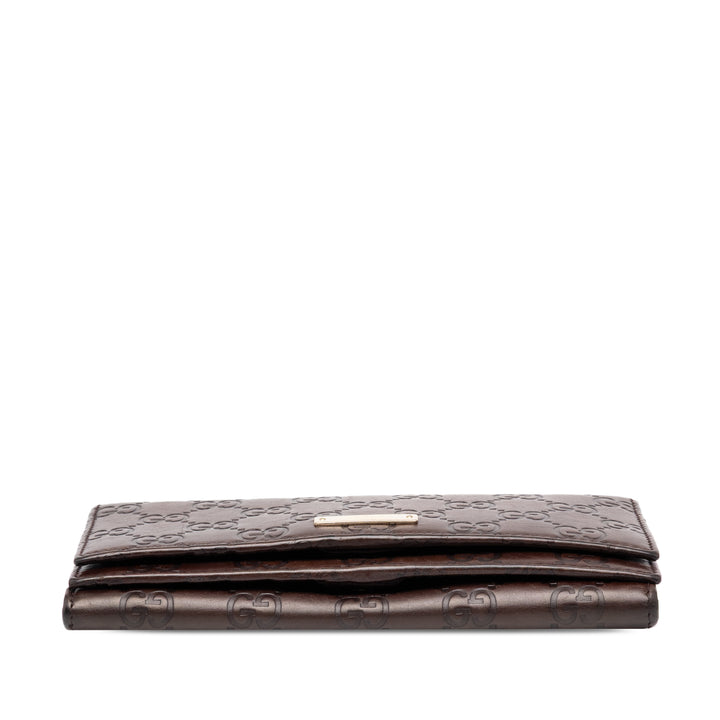 Gucci Guccissima Deux volets Double Portefeuille long Marron – vue 3 – GABY PARIS