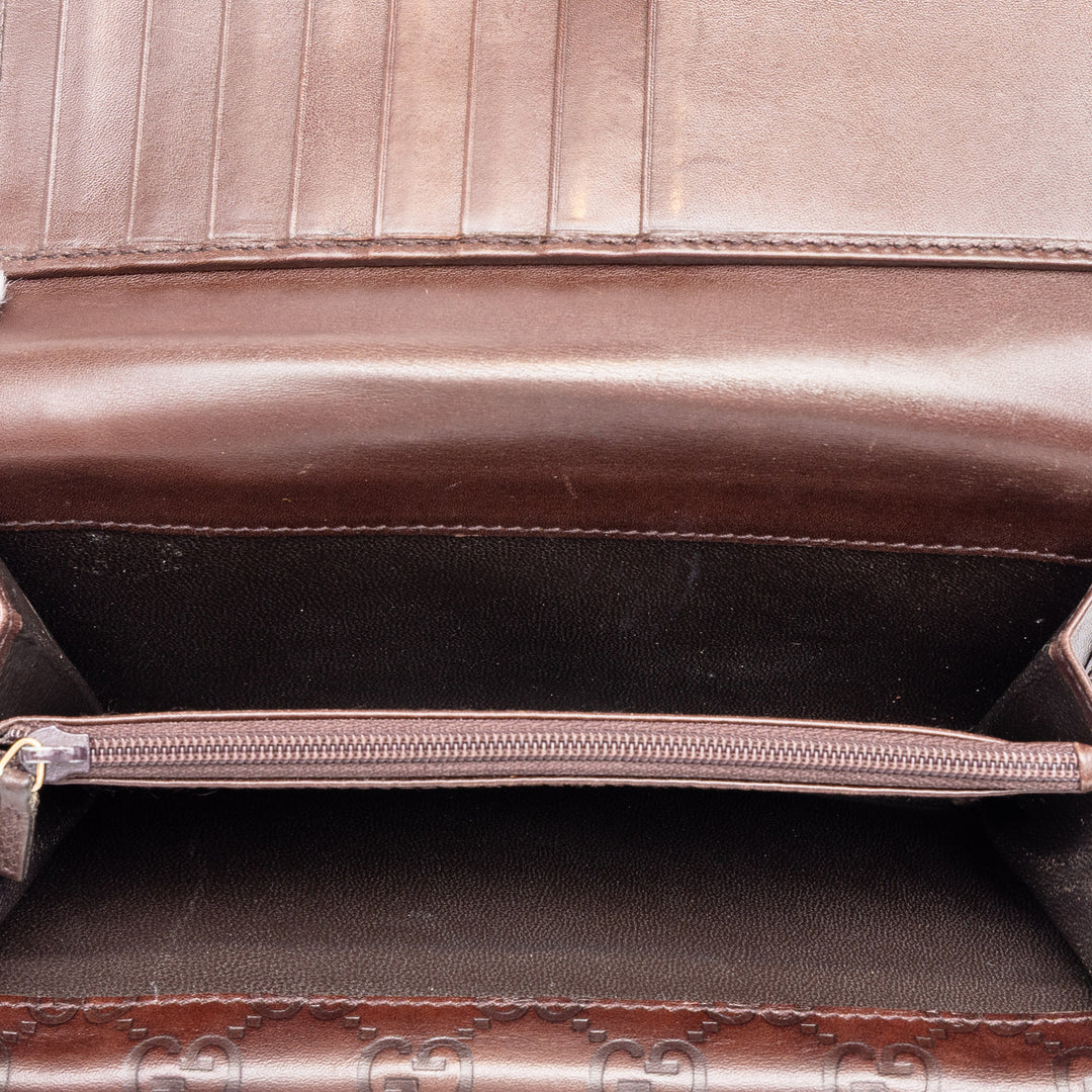 Gucci Guccissima Deux volets Double Portefeuille long Marron – vue 4 – GABY PARIS