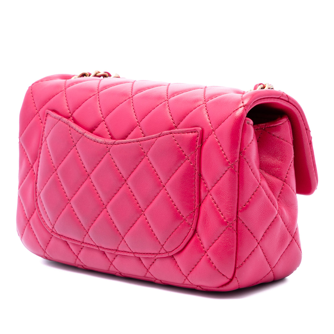 Chanel Mini Rectangular Classic Cuir d’agneau Perle Crush Simple rabat