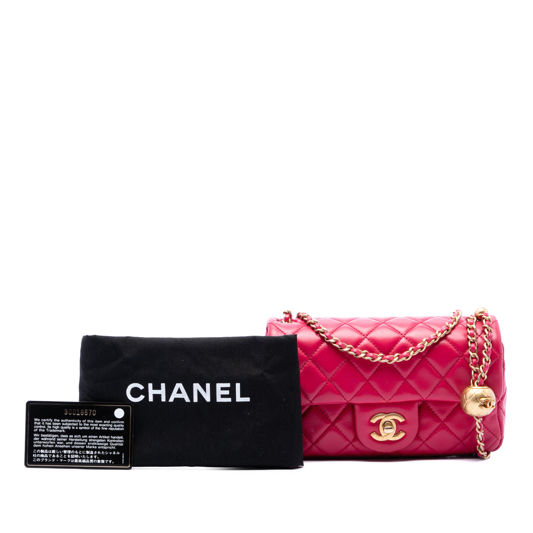 Chanel Mini Rectangular Classic Cuir d’agneau Perle Crush Simple rabat