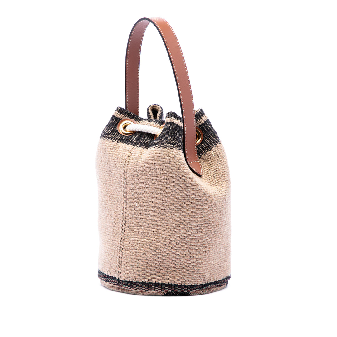 Celine Small Triomphe Raffia Drawstring Bucket Sac