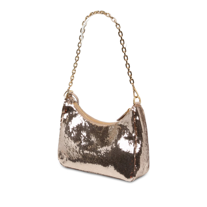 Prada Sequins Orné Re Re Edition 2005 Sac Doré – vue 2 – GABY PARIS