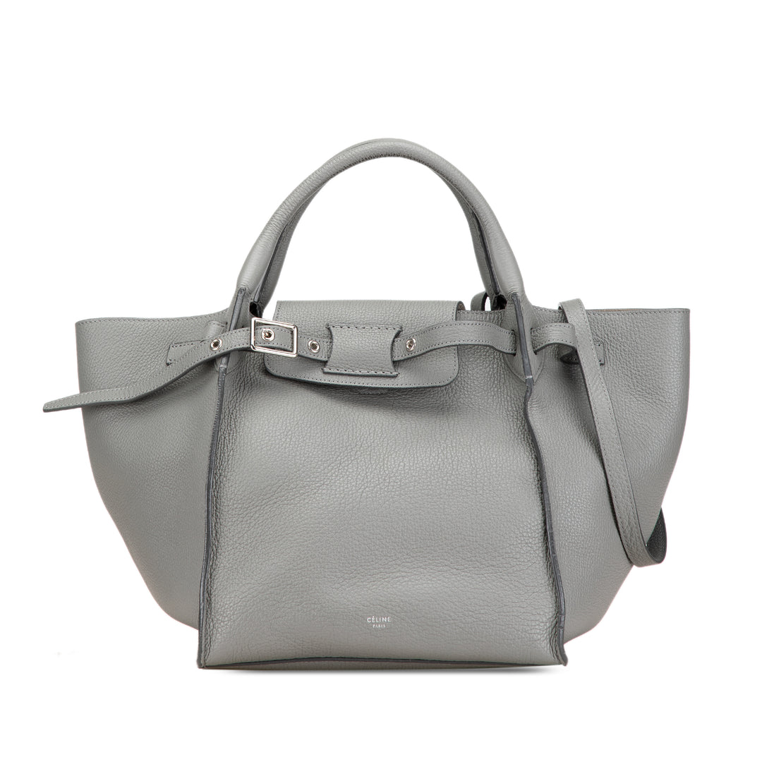 Small Leather Big Bag Gray - Gaby Paris