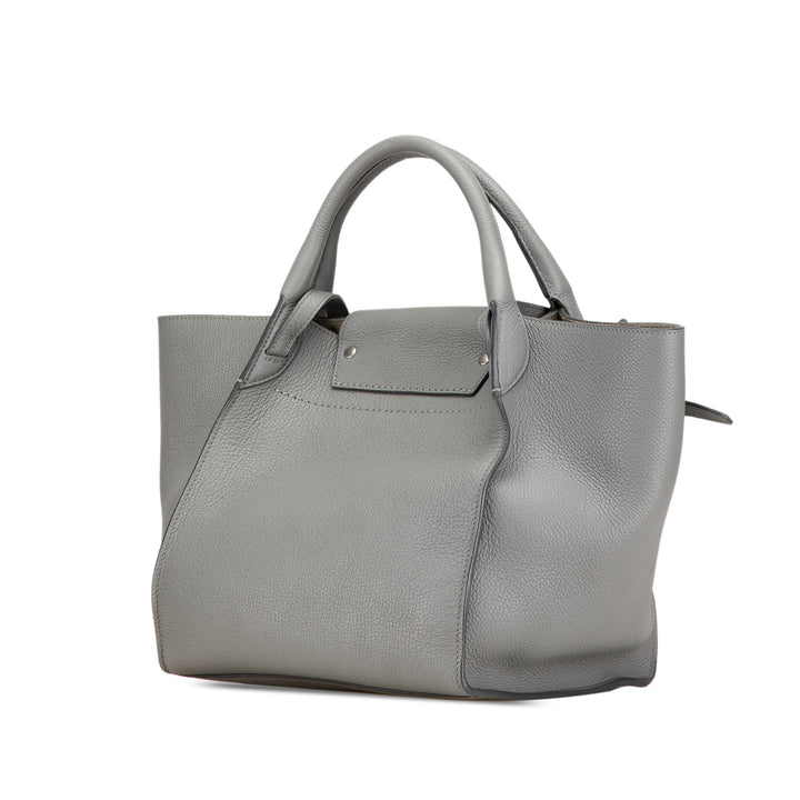 Small Leather Big Bag Gray - Gaby Paris
