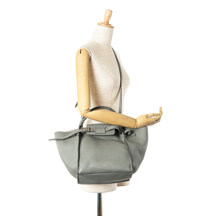 Small Leather Big Bag Gray - Gaby Paris